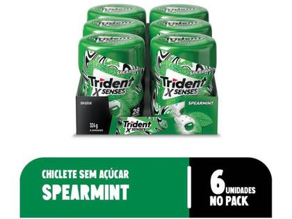 Chiclete Trident X Senses Spearmint Menta Display Garrafa 6 Unidades de 54g Imagem de Chiclete Trident X Senses Spearmint Menta Display Garrafa 6 Unidades de 54g