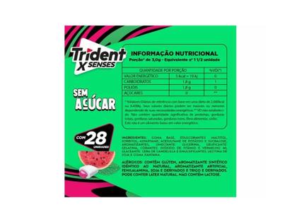 Chiclete Trident XSenses Melancia S/ Açúcar DP c/ 6 Uni 54g - MONDELEZ Imagem de Chiclete Trident XSenses Melancia S/ Açúcar DP c/ 6 Uni 54g