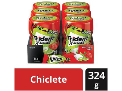 Chiclete Trident XSenses Morango Lime Sem Açúcar - Display com 6 Unidades de 54g Imagem de Chiclete Trident XSenses Morango Lime Sem Açúcar - Display com 6 Unidades de 54g
