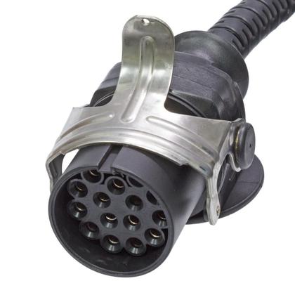 Imagem de Chicote Elétrico Cavalo Carreta 15 Vias Espiral 5,5 Metros Com 2 Tomadas Macho 15 Polos - DNI8386