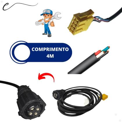 Imagem de Chicote tomada cabo sensor tacografo 4 metros pino redondo