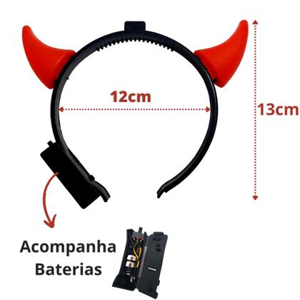 Imagem de Chifrinho Vermelho com Luz de Led Para Fantasia Halloween
