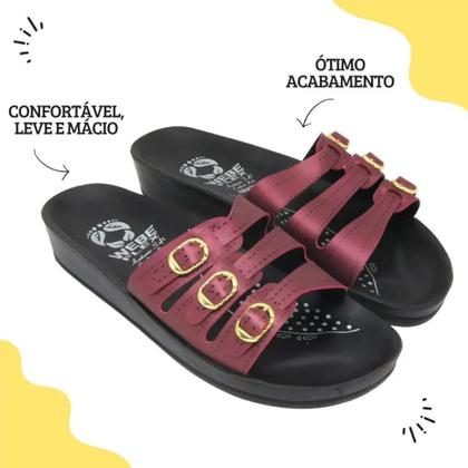 Imagem de Chinelo Anatômico Webe Flex Feminino 3 Fivelas Vinho
