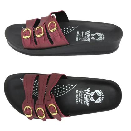 Imagem de Chinelo Anatômico Webe Flex Feminino 3 Fivelas Vinho