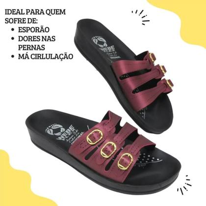 Imagem de Chinelo Anatômico Webe Flex Feminino 3 Fivelas Vinho