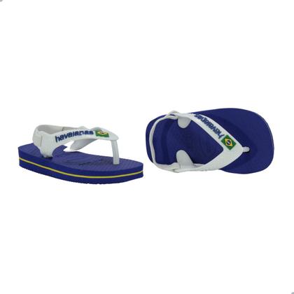 Imagem de Chinelo Bebe Havaianas Brasil Logo Azul e Branco