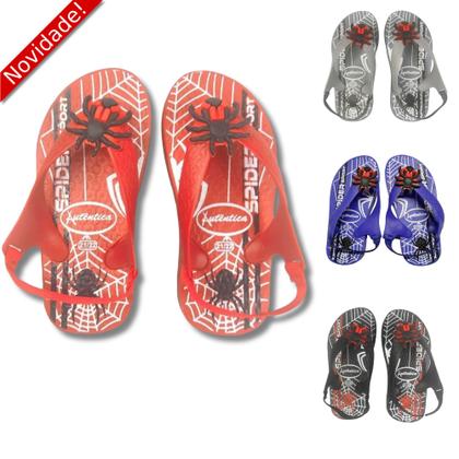 Imagem de Chinelo Bebê Infantil c/Elástico Spider Aranha Menino PVC Confortável