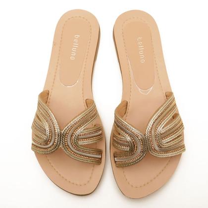 Imagem de Chinelo Belluno Bico Redondo Tira Corda Strass