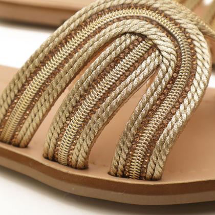 Imagem de Chinelo Belluno Bico Redondo Tira Corda Strass