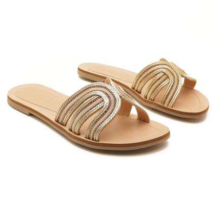 Imagem de Chinelo Belluno Bico Redondo Tira Corda Strass