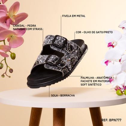 Imagem de Chinelo Casual Feminino Com Pedras De Zircônia