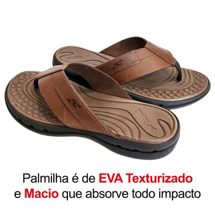 Imagem de Chinelo De Dedo Masculino Itapuã Couro Com Tiras Largas Conforto Verão Casual Dia a Dia Prático Macio