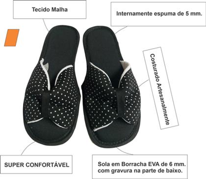 Imagem de Chinelo De Quarto Aberto Borboleta - Pantufas Aberto Borboleta - Chinelo em Tecido (Atacado)