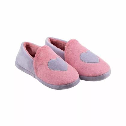 Imagem de Chinelo de Quarto Fechado Pantufa Juvenil Coracao Rosa 31/32 Tal Mae Tal Filha - Stuf