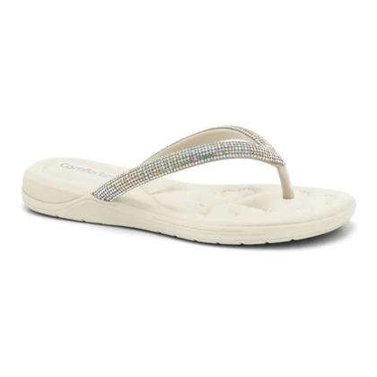 Imagem de Chinelo Feminino Comfortflex 2480301 Strass Ultra Conforto Off White