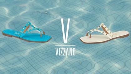 Imagem de Chinelo feminino de dedo Vizzano 6452.102 com spikes rasteirinha rasteira sem salto