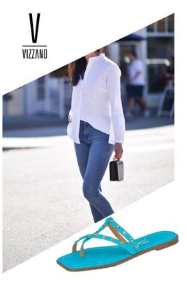 Imagem de Chinelo feminino de dedo Vizzano 6452.102 com spikes rasteirinha rasteira sem salto