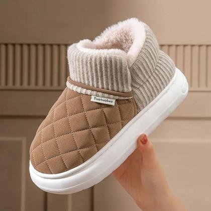 Imagem de Chinelo Feminino de Inverno com Sola Grossa Antiderrapante e Forro de Lã