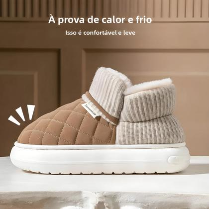 Imagem de Chinelo Feminino de Inverno com Sola Grossa Antiderrapante e Forro de Lã