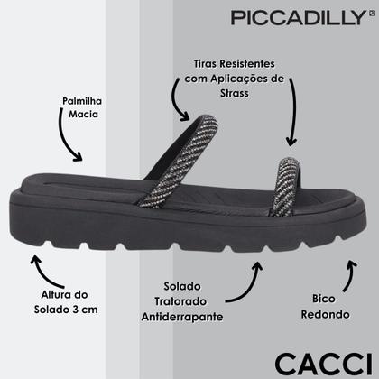 Imagem de Chinelo Feminino Flatform Tira Strass Conforto Piccadilly