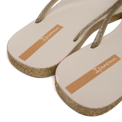 Imagem de Chinelo Feminino Grendene Ipanema Edge Maxi com Glitter Branco/Dourado