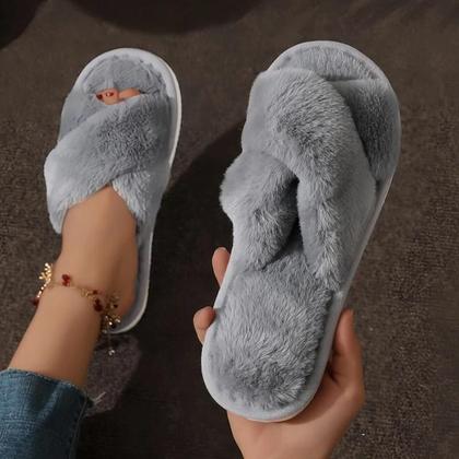 Imagem de Chinelo Feminino Pelúcia - Quentinho, Confortável e com Faixa Cruzada
