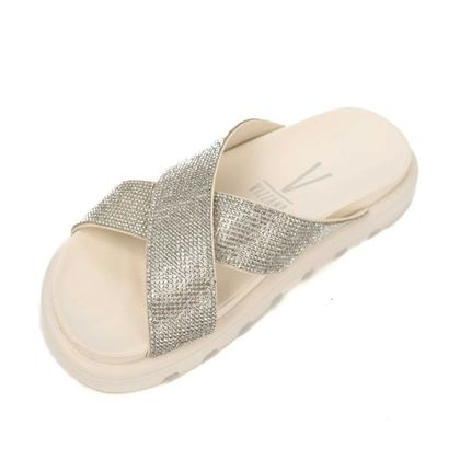 Imagem de Chinelo Feminino Vizzano Tiras Cruzadas Strass Branco - 6459