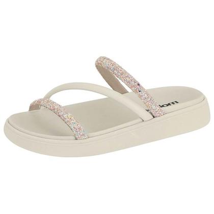 Imagem de Chinelo Flatform Tira Tripla Multi Branco Off Moleca 5469.121