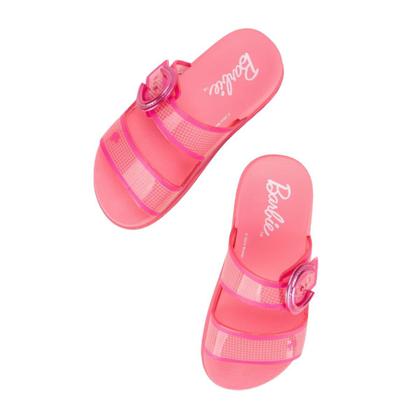 Imagem de Chinelo Grendene Barbie Logomania Slide Rosa Transparente