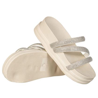 Imagem de Chinelo Grosso Brilho Tiras Com Brilho Alça Plataforma