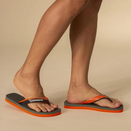 Imagem de Chinelo Havaianas Dual Verde Oliva e Laranja 43/44 Adulto Original