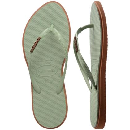 Imagem de Chinelo Havaianas Slim Point Feminino - Verde e Marrom