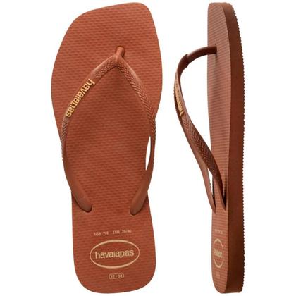 Imagem de Chinelo Havaianas Slim Square Logo Pop Up Feminino - Marrom