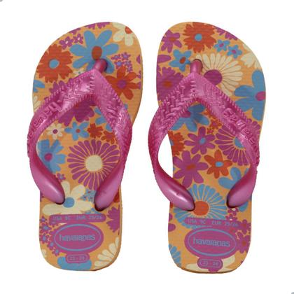 Imagem de Chinelo Infantil Feminino Havaianas Kids Flores-Pêssego