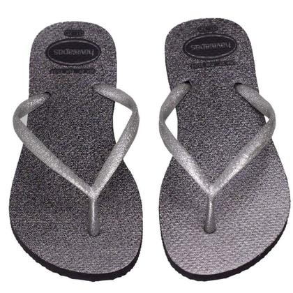 Imagem de Chinelo Infantil Menina Havaianas Preto Glitter - SLIM GLOSS