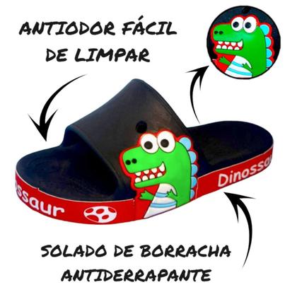 Imagem de Chinelo Infantil Slide Nuvem Dinossauro Sandália Criança Menino Menina Moda Leve Macio Confortável Flexível