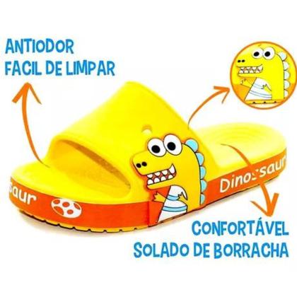 Imagem de Chinelo Infantil Slide Nuvem Dinossauro Sandália Criança Menino Menina Moda Leve Macio Confortável Flexível