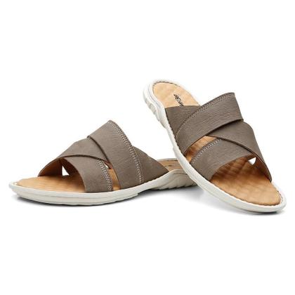 Imagem de Chinelo Masculino Couro Macio Conforto Clássico Leve