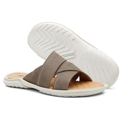 Imagem de Chinelo Masculino Couro Macio Conforto Clássico Leve