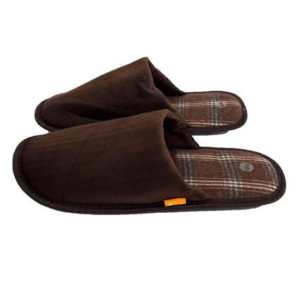 Imagem de Chinelo Masculino de Quarto Marrom com Xadrez GZT Ref.SI0313
