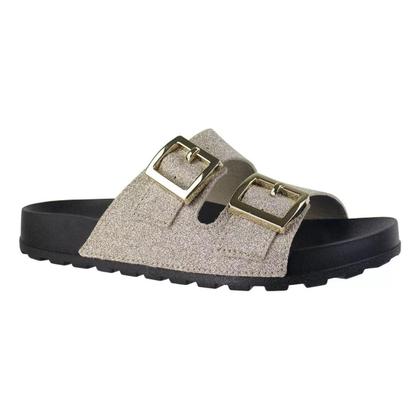 Imagem de Chinelo Moleca Slide Duas Tiras Feminino Dourado