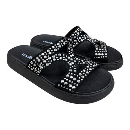 Imagem de Chinelo Papete Feminino Moleca Casual Conforto Slide Antiderrapante Detalhe Metalizado 5469.153 Preto