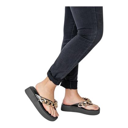 Imagem de Chinelo Petite Jolie Hit Plataforma PJ6515 Preto/Ouro