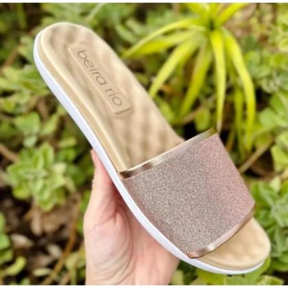 Imagem de Chinelo sandália Slide Glitter Beira Rio Conforto ORIGINAL