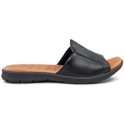 Imagem de Chinelo Slide em Couro com Laser AF0303 Preto Usaflex