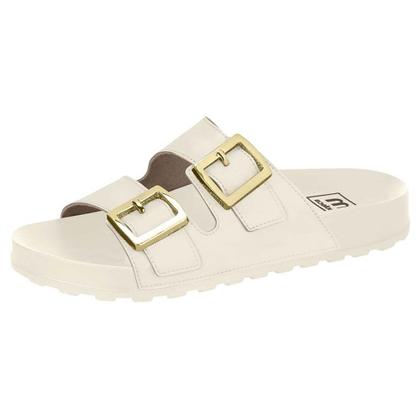 Imagem de Chinelo Slide Feminino Napa Branco Off Ouro Claro Moleca 5436.401