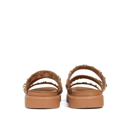 Imagem de Chinelo Slide Feminino Vizzano com Corrente e Metais Caramelo