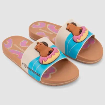 Imagem de Chinelo Slide Infantil Capi Mania Capivara Grendene Kids Cor:MarromTamanho:26/27