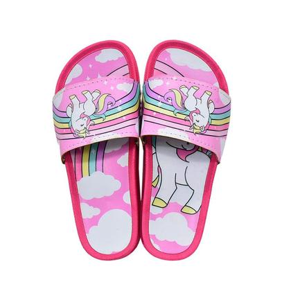 Imagem de Chinelo Slide Infantil Feminino Unicórnio Sereia Confortável Leve Antiderrapante + Óculos Relógio