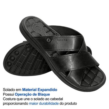 Imagem de Chinelo Slide Masculino Pegada Tiras Couro 131285